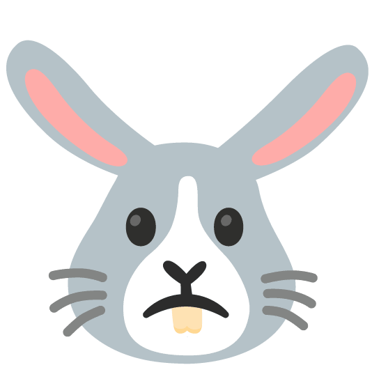 slightly frowning face rabbit