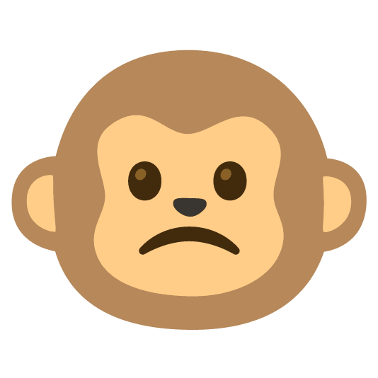 slightly frowning face monkey face