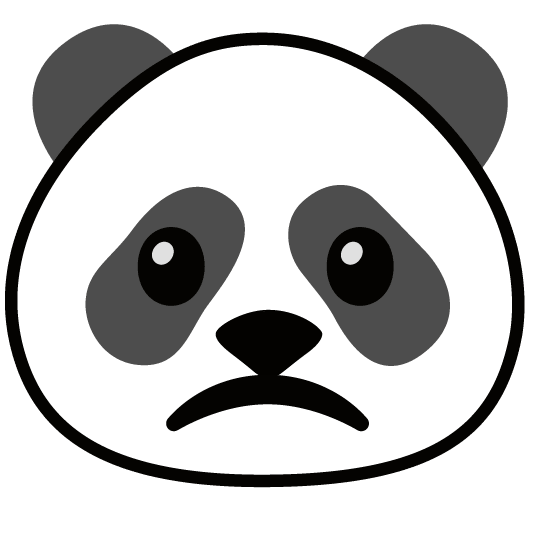 slightly frowning face panda face