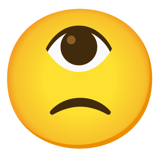 slightly frowning face eye