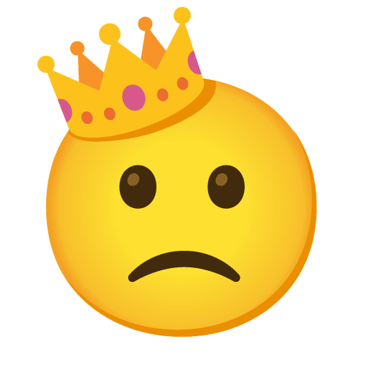 slightly frowning face crown