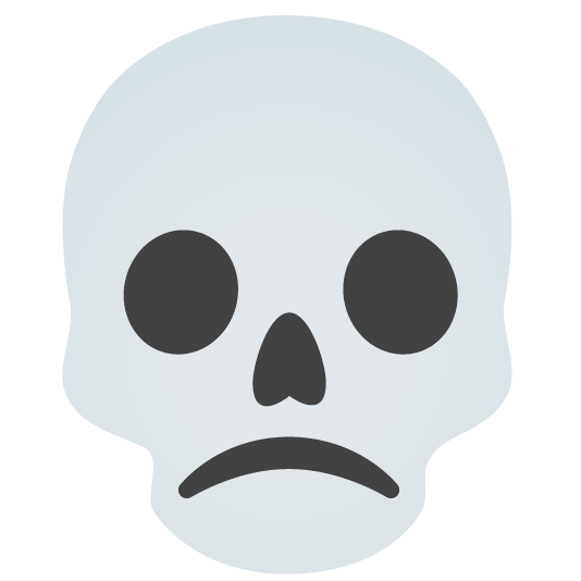 slightly frowning face skull