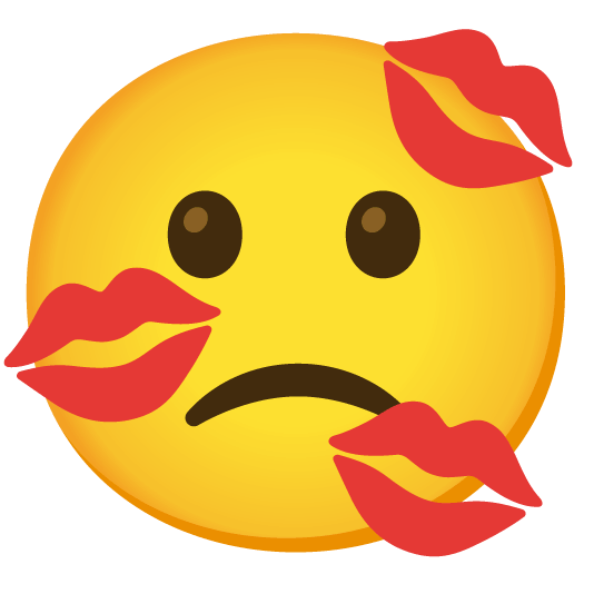 slightly frowning face kiss