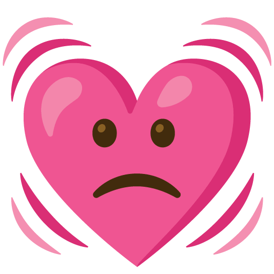 slightly frowning face heartbeat