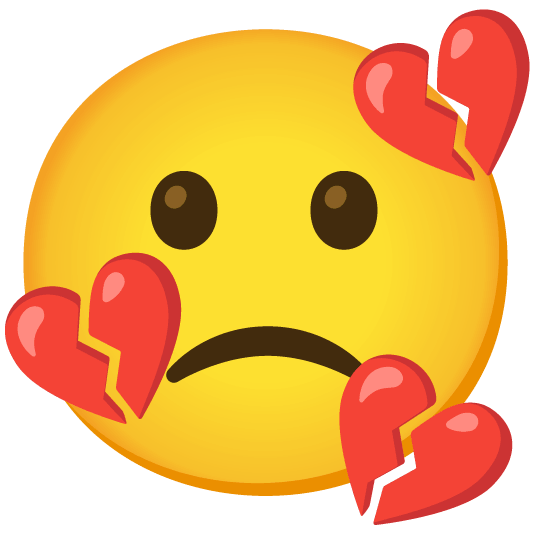 slightly frowning face broken heart