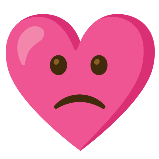 slightly frowning face gift heart
