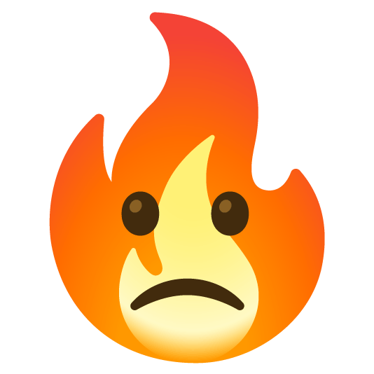 slightly frowning face fire