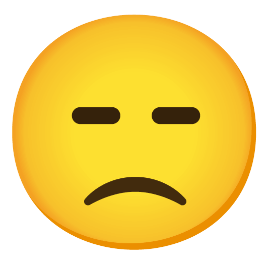 slightly frowning face expressionless