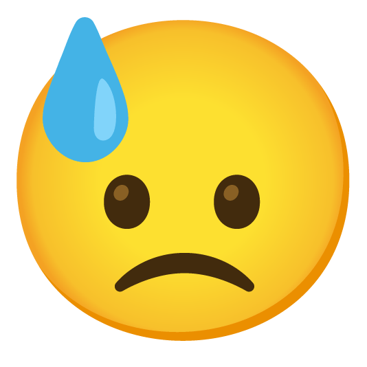 slightly frowning face sweat