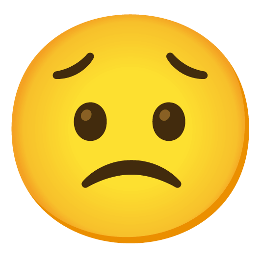 slightly frowning face worried