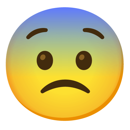 slightly frowning face fearful