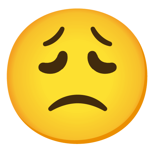 slightly frowning face weary