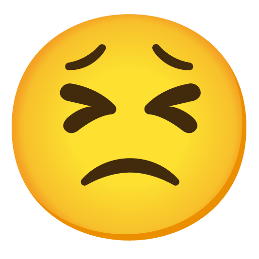 slightly frowning face tired face