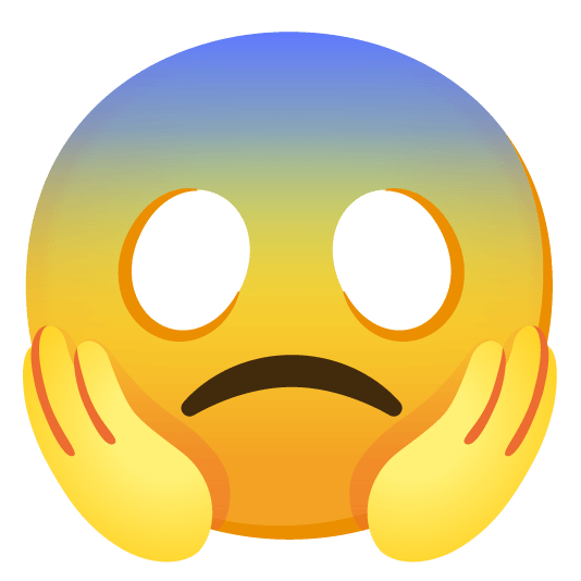 slightly frowning face scream