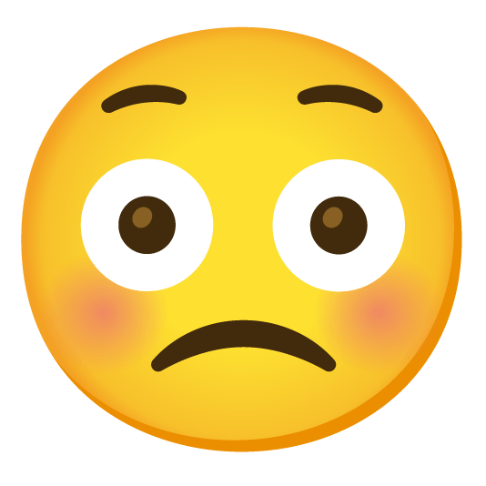 slightly frowning face flushed