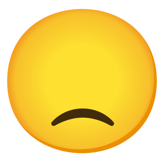 slightly frowning face no mouth