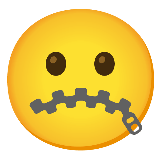 slightly frowning face zipper mouth face