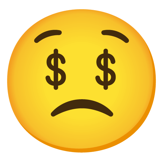 slightly frowning face money mouth face