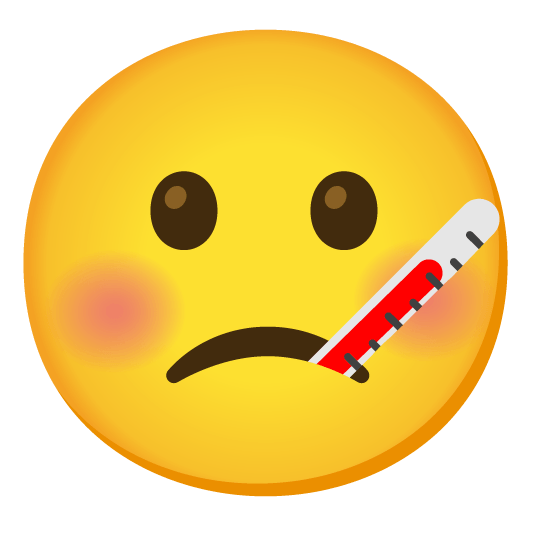 slightly frowning face face with thermometer