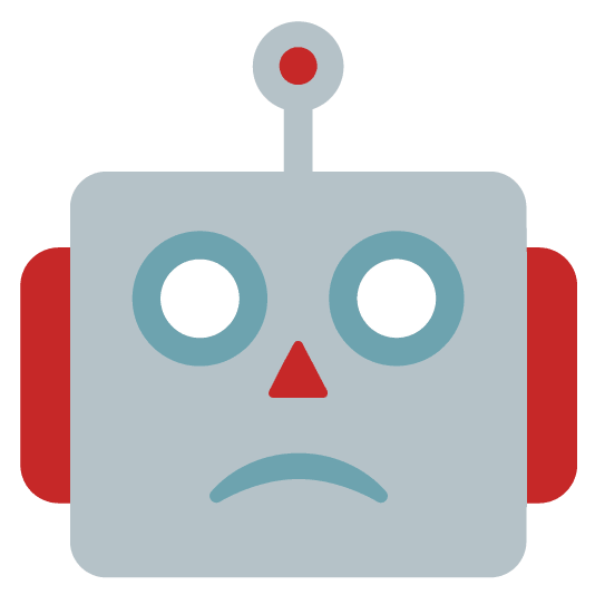 slightly frowning face robot face