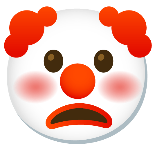 slightly frowning face clown face