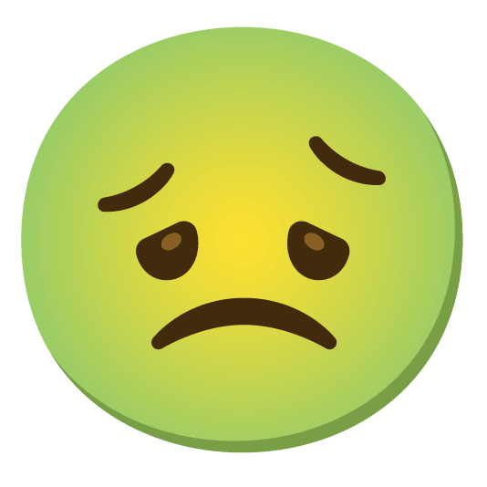 slightly frowning face nauseated face
