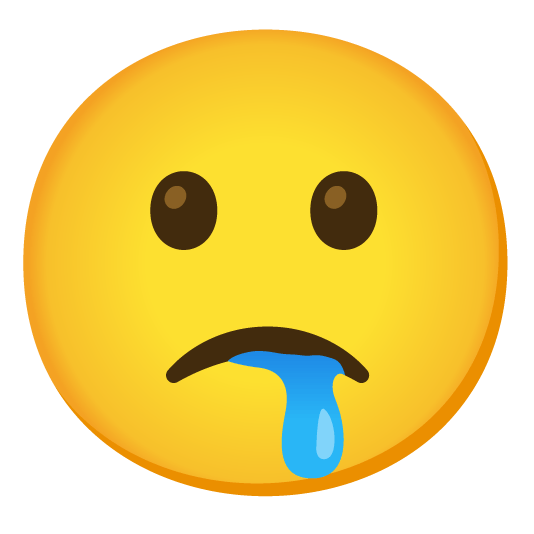 slightly frowning face drooling face