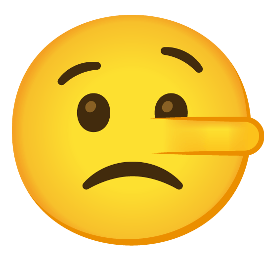 slightly frowning face lying face