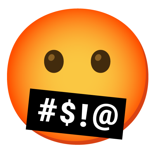 slightly frowning face face with symbols on mouth