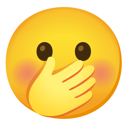 slightly frowning face face with hand over mouth