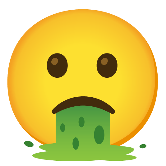 slightly frowning face face vomiting