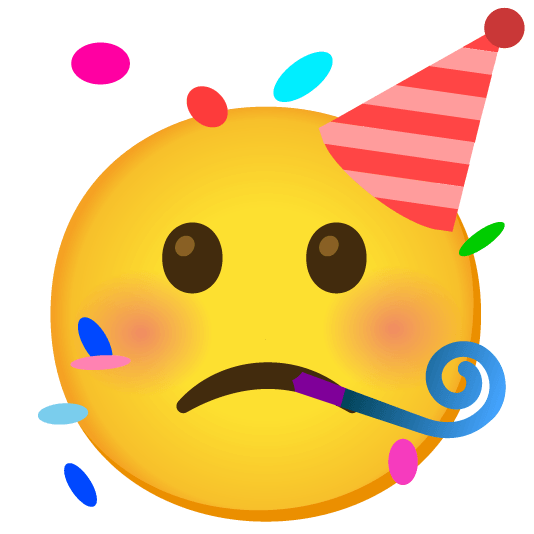 slightly frowning face partying face