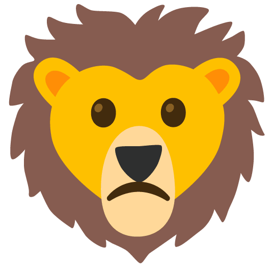 slightly frowning face lion face