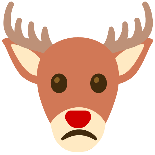 slightly frowning face deer