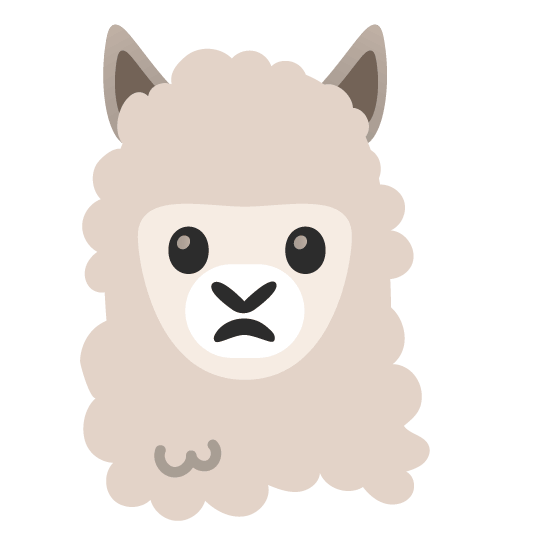slightly frowning face llama