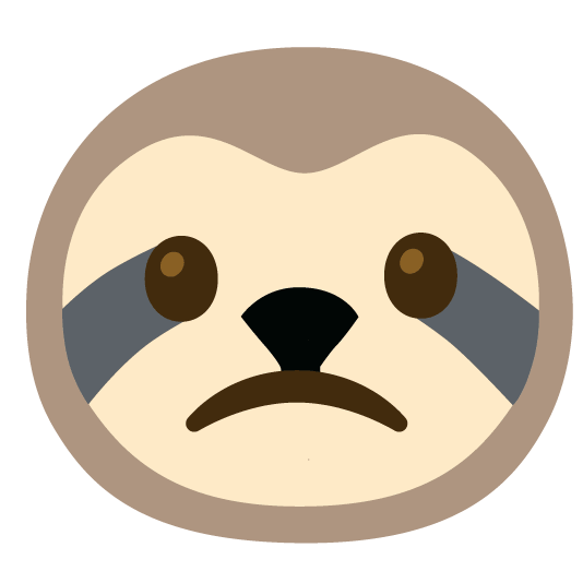 slightly frowning face sloth