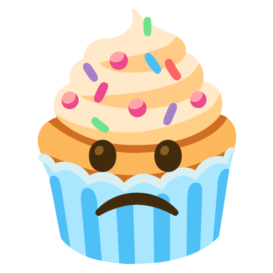 slightly frowning face cupcake