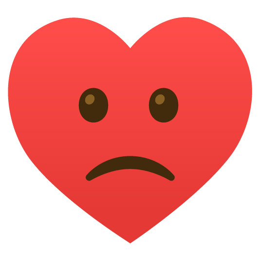 slightly frowning face hearts