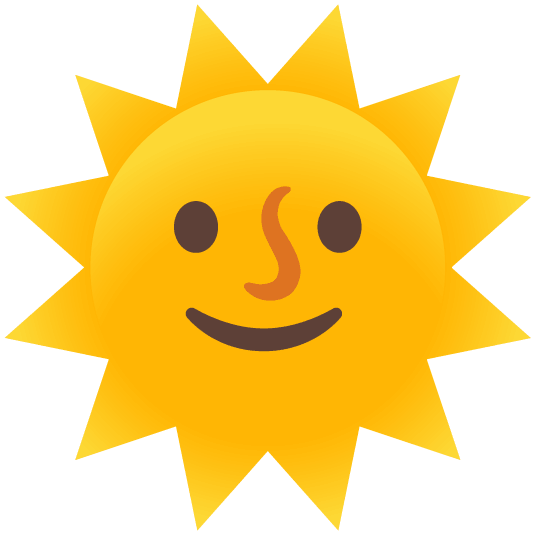 slightly smiling face sun with face