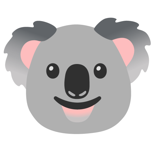 slightly smiling face koala