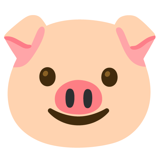 slightly smiling face pig