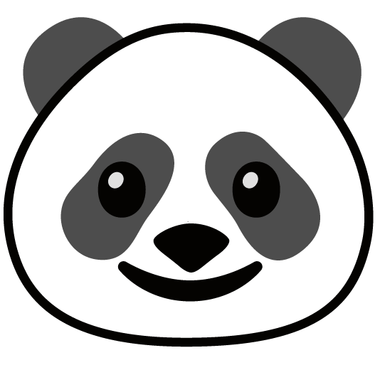 slightly smiling face panda face