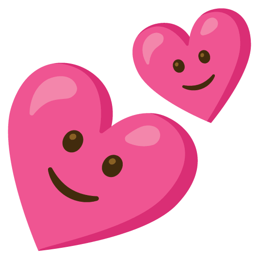 slightly smiling face two hearts