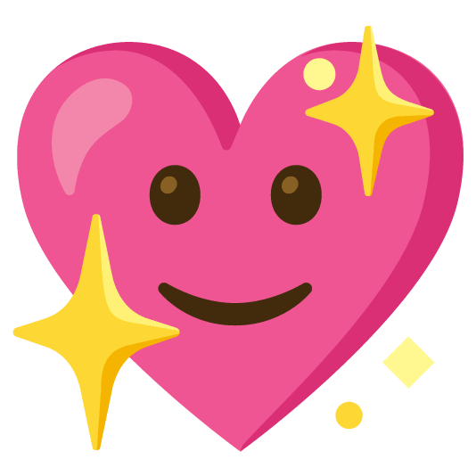slightly smiling face sparkling heart