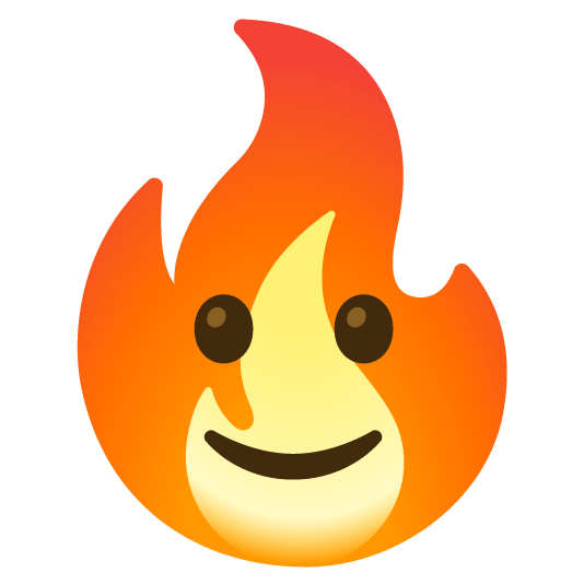 slightly smiling face fire