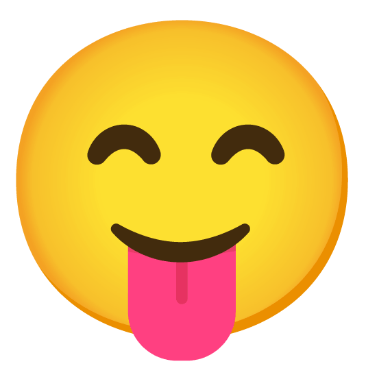 slightly smiling face stuck out tongue