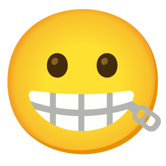 slightly smiling face zipper mouth face