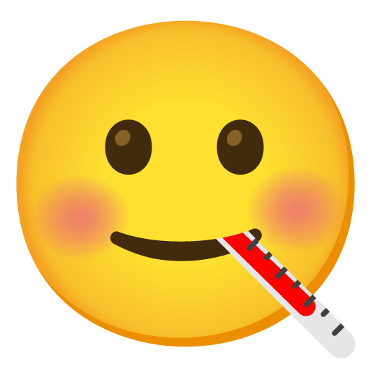 slightly smiling face face with thermometer