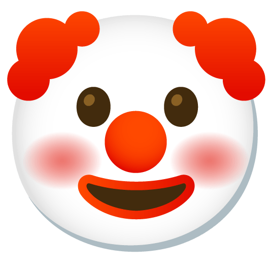 slightly smiling face clown face