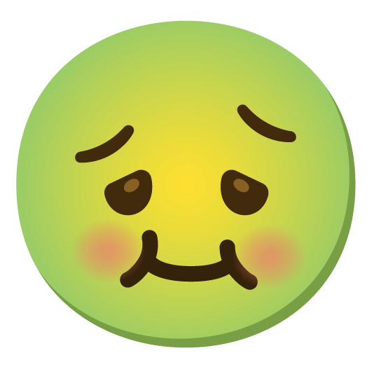 slightly smiling face nauseated face